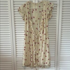 Reformation Cream Dress with Red Floral Pattern
